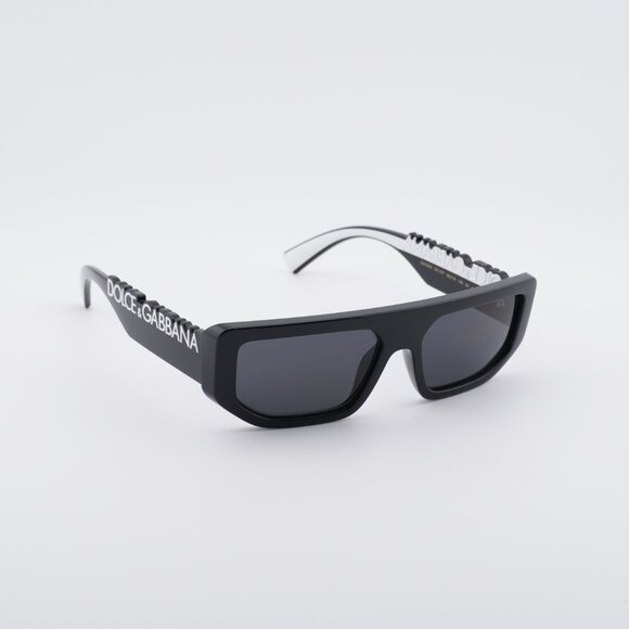 Dolce & Gabbana DG6203 501/87 Sunglasses Shiny Black Rectangle Frame,Grey Lenses main image 5